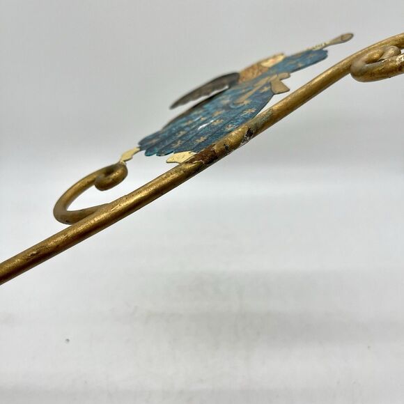 Vintage Brass Hand Painted Angel Candle Snuffer 12” Long Christmas Folk Rustic - Picture 6 of 7